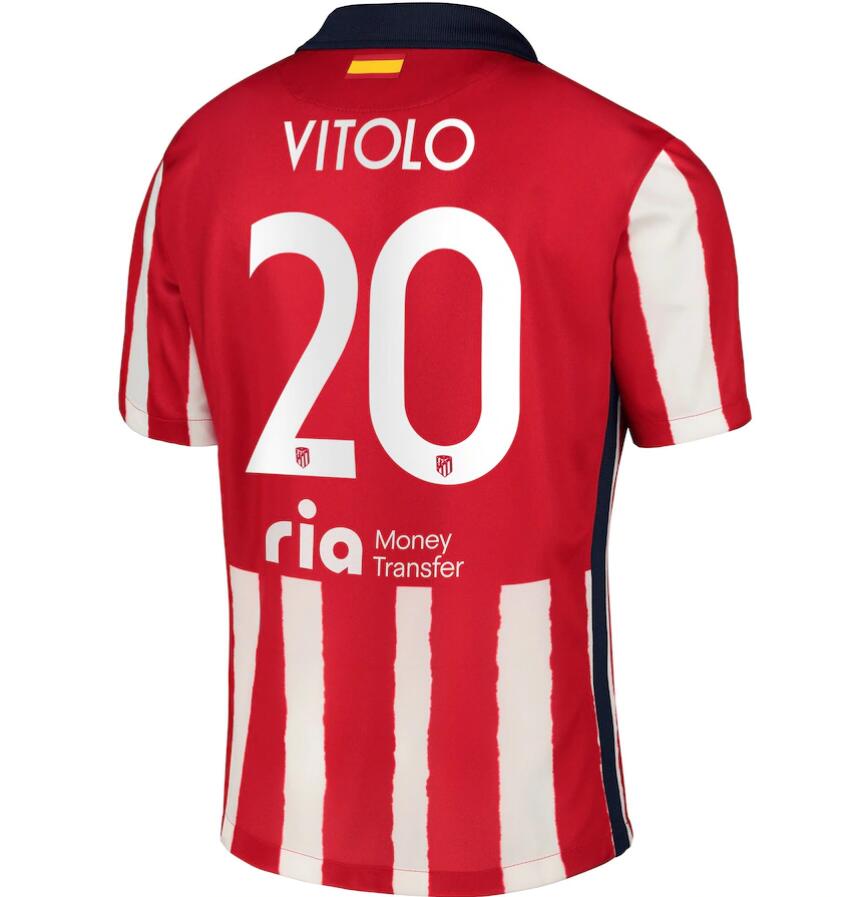 Atlético Madrid Metropolitano Home Kit Soccer Jersey with Vitolo 20 printing 2020/21